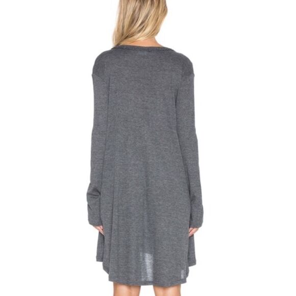 Somedays Lovin Gray ribbed henley dress asymmetric - Picture 2 of 9